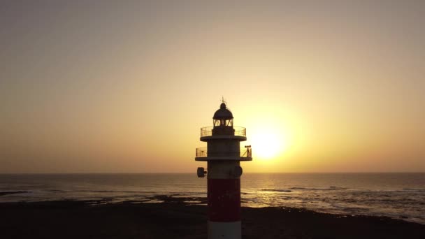 Detalle Del Faro Toston Atardecer Punta Ballena Cerca Localidad Cotillo — Vídeos de Stock