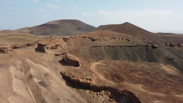 Aerial Drone Images Calderon Hondo Volcano Corralejo North Coast Island — Stock Video