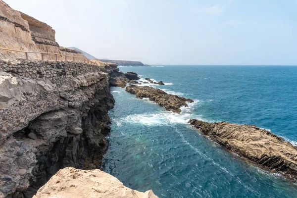 Výhled Cestu Jeskyním Ajuy Pajara Západní Pobřeží Ostrova Fuerteventura Kanárské — Stock fotografie