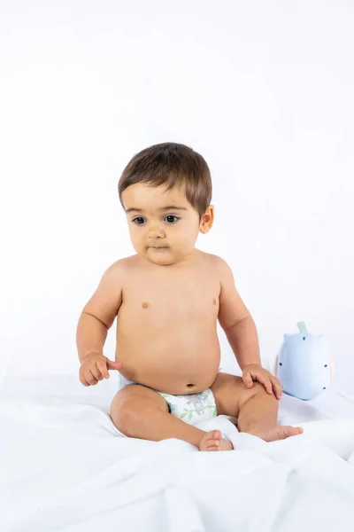 Baby Boy Studio White Background Newborn Caucasian Eight Months Old — Fotografia de Stock