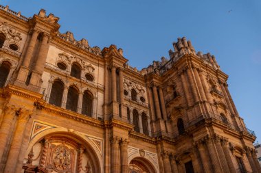 Facade of the Cathedral of the Incarnation in the city of Malaga, Andalusia. Spain