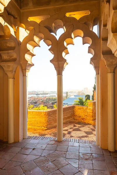 Watching Sunset Arab Doors Courtyard Alcazaba City Malaga Andalusia Spain —  Fotos de Stock