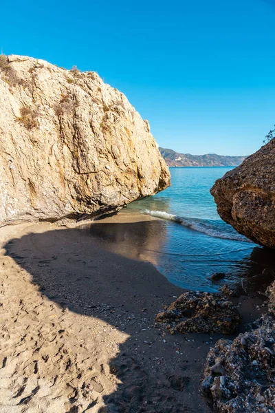 Små Vikar Stranden Calahonda Staden Nerja Perfekt För Bad Andalusien — Stockfoto