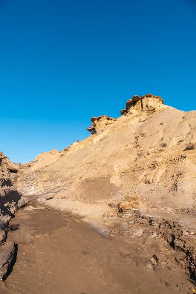 Hihetetlen Táj Travertino Vízesés Rambla Otero Tabernas Sivatagban Almeria Tartomány — Stock Fotó