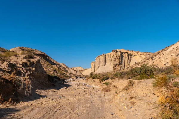 Tabernas Sivatagi Ösvény Almeria Tartomány Andalúzia Kirándulni Rambla Del Infierno — Stock Fotó