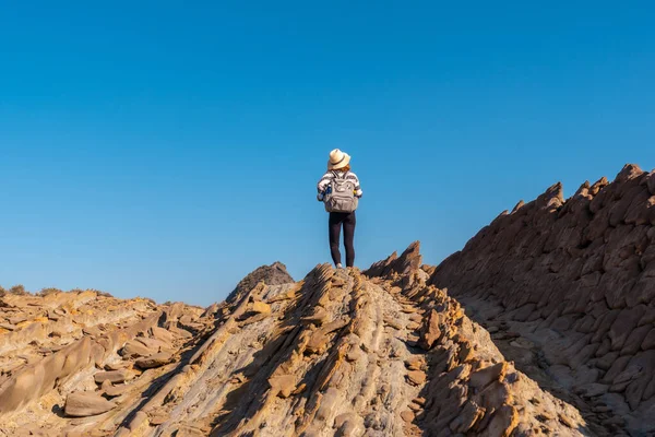 Ein Junges Wandermädchen Mit Hut Besucht Die Landschaften Von Colas — Stockfoto