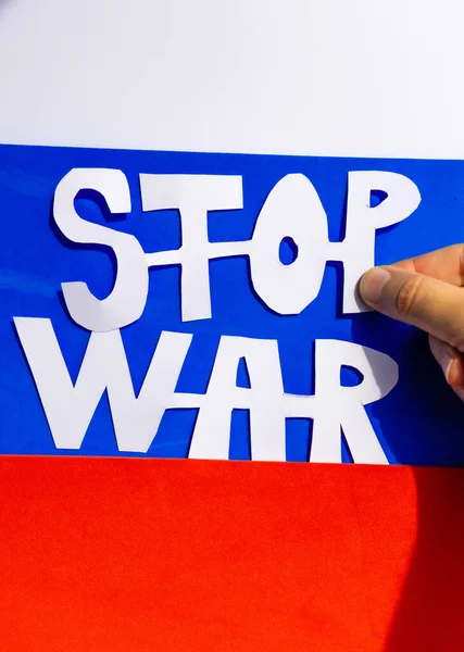 Σταματήστε Τον Πόλεμο Σύγκρουση Μεταξύ Ουκρανίας Και Ρωσίας Ένας Άνθρωπος — Φωτογραφία Αρχείου