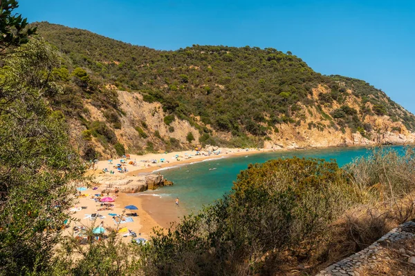 Platja dels Canyerets plajı Cala Canyet 'de Tossa de Mar kasabasının yanında. Girona, Costa Brava
