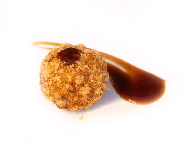 Traditional Japanese Cuisine Traditional Asian Food Japanese Croquette Sauce — Stock Photo, Image