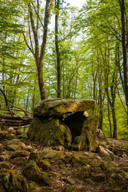 Baharda Bask Bölgesi 'ndeki Aitzetako Txabala Dolmen' in detayları. Errenteria, Gipuzkoa