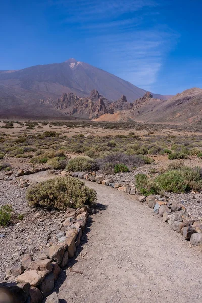 Path Volcanoes Viewpoint Llano Ucanca Teide Natural Park Tenerife Canary — стоковое фото