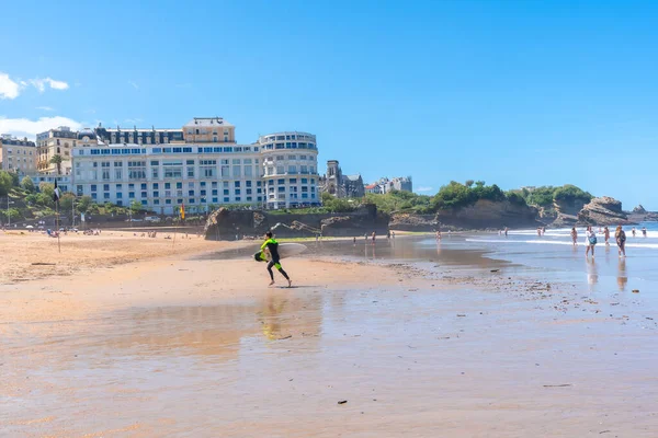 Baigneurs Surfeurs Sur Plage Biarritz Lapurdi France — Photo