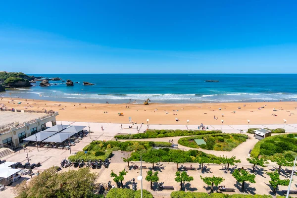 Aerial View Biarritz Beach Lounais Keinona Kaupunki Lapurdi Ranska — kuvapankkivalokuva