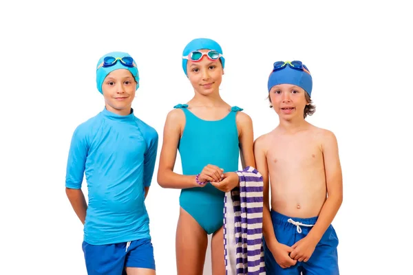 Kinder Badeanzügen Für Den Schwimmunterricht Pool Weißer Hintergrund — Stockfoto