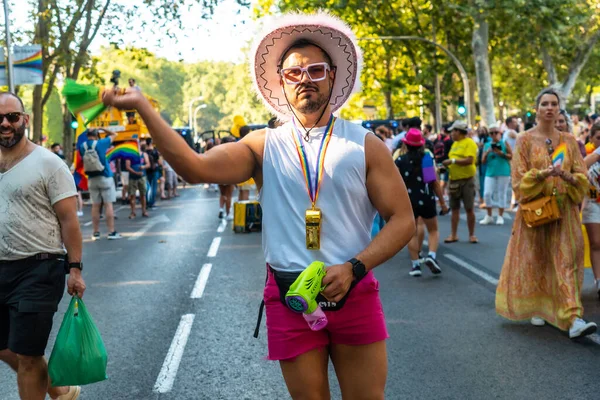 Madrid Spain July 2022 Young Man Having Fun Gay Pride — Stock Fotó
