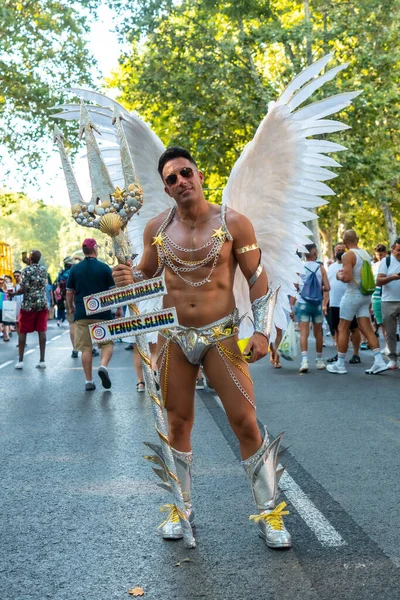 Madrid Spain July 2022 Man Dressed Angel Gay Pride Party — Stock Fotó