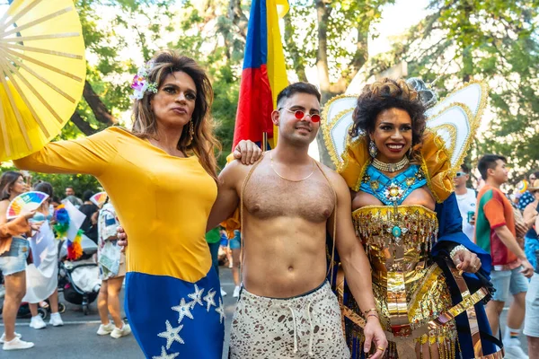 Madrid Spain July 2022 Trans Queen Taking Photos Public Gay — Stock Fotó