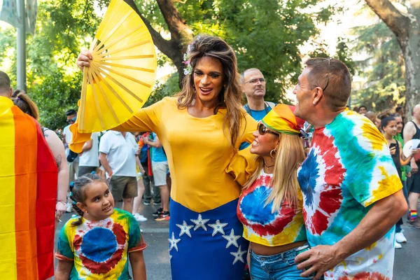 Madrid Spain July 2022 Trans Queen Taking Photos Public Gay — Stock Fotó