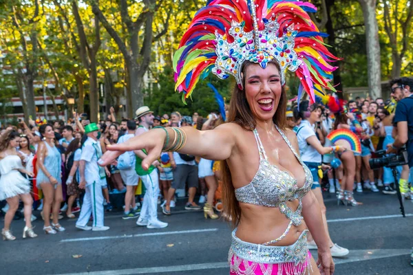 Madrid Spain July 2022 Dancers Dancing Party Parade Gay Pride — Stock Fotó