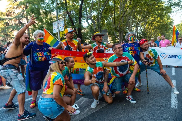 Мадрид Іспанія Липня 2022 Люди Які Насолоджуються Гей Парадом Lgbt — стокове фото