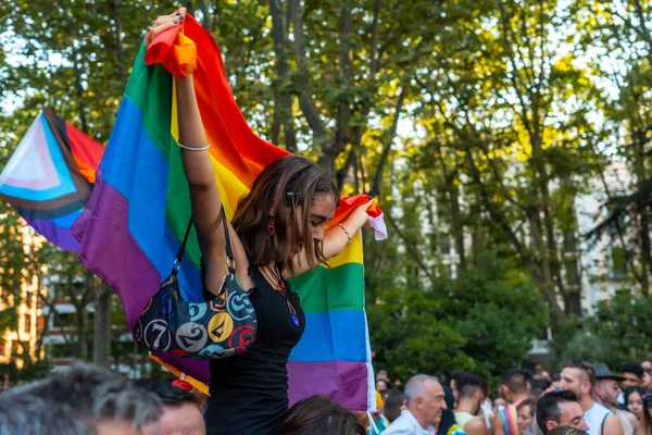 Madrid Spain July 2022 Multiple Pride Flag Rainbow Party Gay — 图库照片