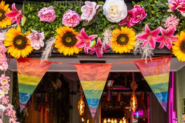 Decoration at the pride party in Madrid, lgbt flag, rainbow