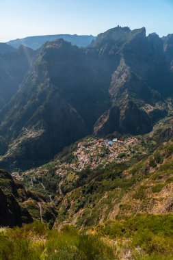 Aerial view of Curral das Freiras from the Miradouro do Paredao viewpoint, Madeira. Portugal