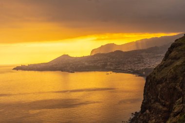 Cristo Rei viewpoint at sunset in Funchal in summer, Madeira