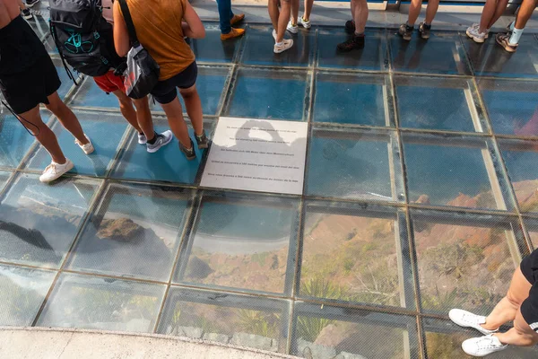Tourists Glass Floor Highest Viewpoint Called Cabo Girao Funchal Madeira — Foto de Stock