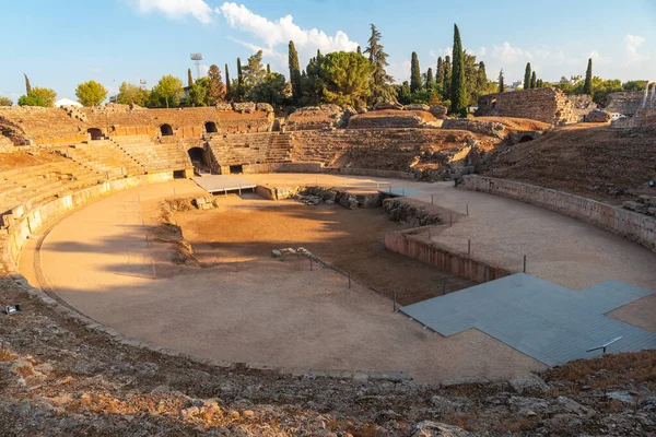 Roman Ruins of Merida, view of the Roman Amphitheater. Extremadura, Spain