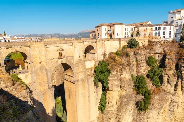 Vista Dos Edifícios Nova Ponte Província Ronda Málaga Andaluzia — Fotografia de Stock