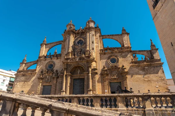 Piękna Fasada Kościoła Katedralnego Miasta Jerez Frontera Kadyksie Andaluzja — Zdjęcie stockowe