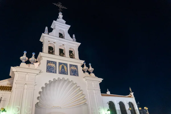 Fachada Blanca Del Santuario Del Rocío Fiesta Del Rocio Por — Foto de Stock