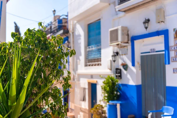 Alicante Akdeniz Deki Santa Cruz Mahallesindeki Beyaz Evler Valencia — Stok fotoğraf