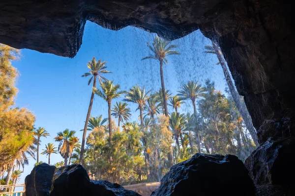 Olhando Dentro Cachoeira Parque Palmeral Cidade Alicante — Fotografia de Stock