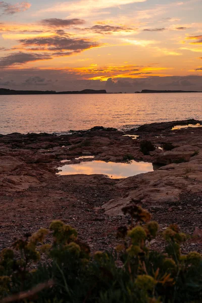 Landskap Vid Solnedgången San Antonio Abad Ibiza Island Balearerna Små — Stockfoto