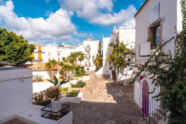 Maisons Blanches Dans Vieille Ville Ibiza Îles Baléares Eivissa — Photo