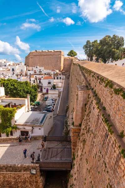Vista Cidade Partir Muralha Castelo Cidade Ibiza Ilhas Baleares Eivissa — Fotografia de Stock