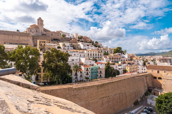 Uitzicht Kathedraal Van Santa Maria Neu Vanaf Kasteelmuur Van Ibiza — Stockfoto