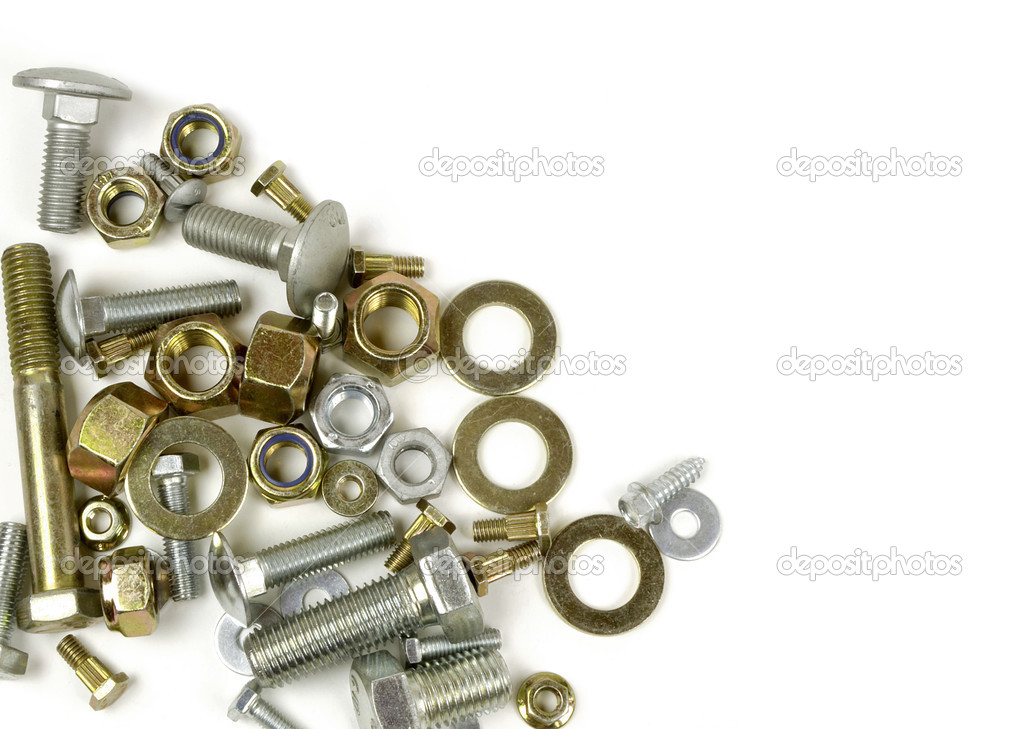 Background with bolts and nuts.