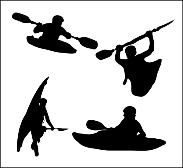 Kayaker di silhouette — Vettoriale Stock