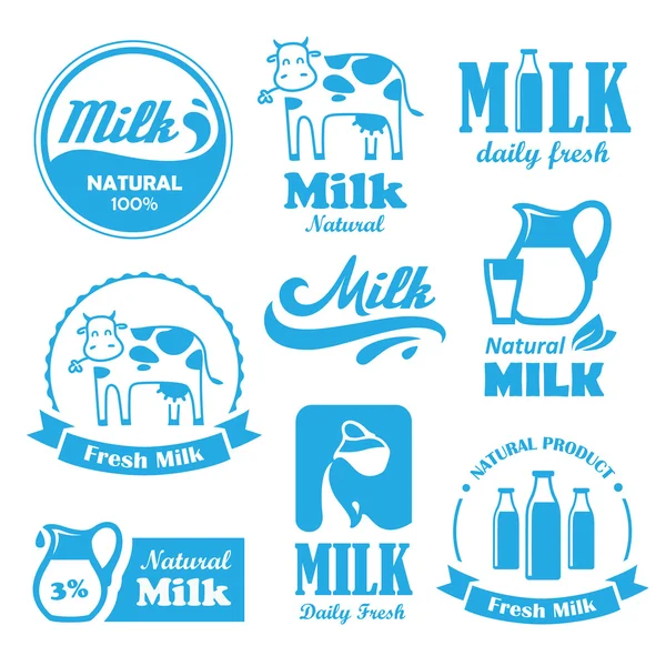 Etiquetas de leche — Vector de stock