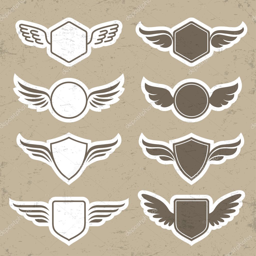 Vintage heraldic shapes with wings