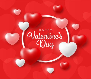 Valentine's day greeting card design template. Love background with hearts in vector.