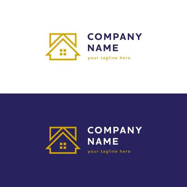 Logotipo Immobiliare Con Icona Forma Quadrata Della Casa Architettura Costruzione — Vettoriale Stock