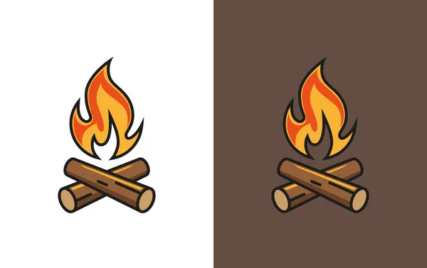 Campfire Färgglada Illustration Platt Stil Eldikon Camping Symbol — Stock vektor