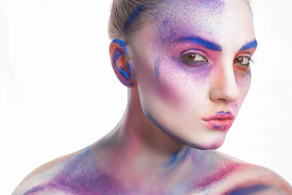 Mädchen mit Make-up von Farben — Stockfoto