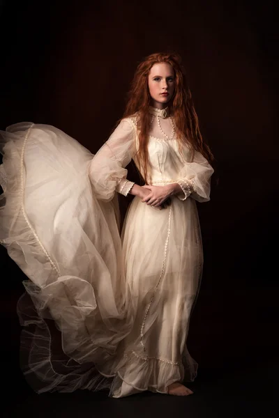 Retrato da mulher elegante no vestido da era medieval — Fotografia de Stock