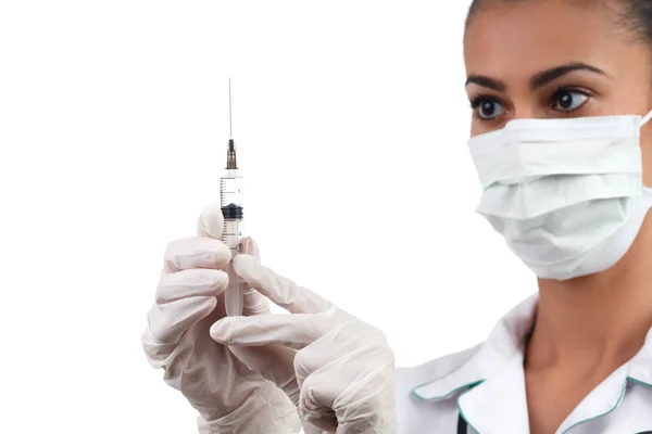 Doctor gains a syringe injection for medical procedures — Stock Photo, Image