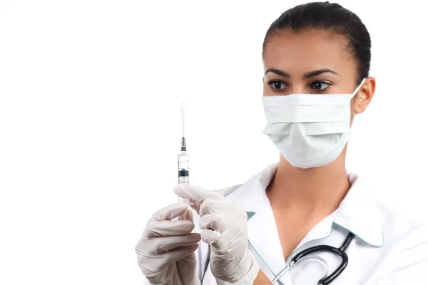 Doctor gains a syringe injection for medical procedures — Stock Photo, Image